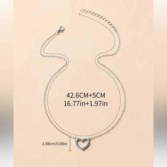 NIP RHINESTONE HEART NECKLACE - Picture 2 of 3
